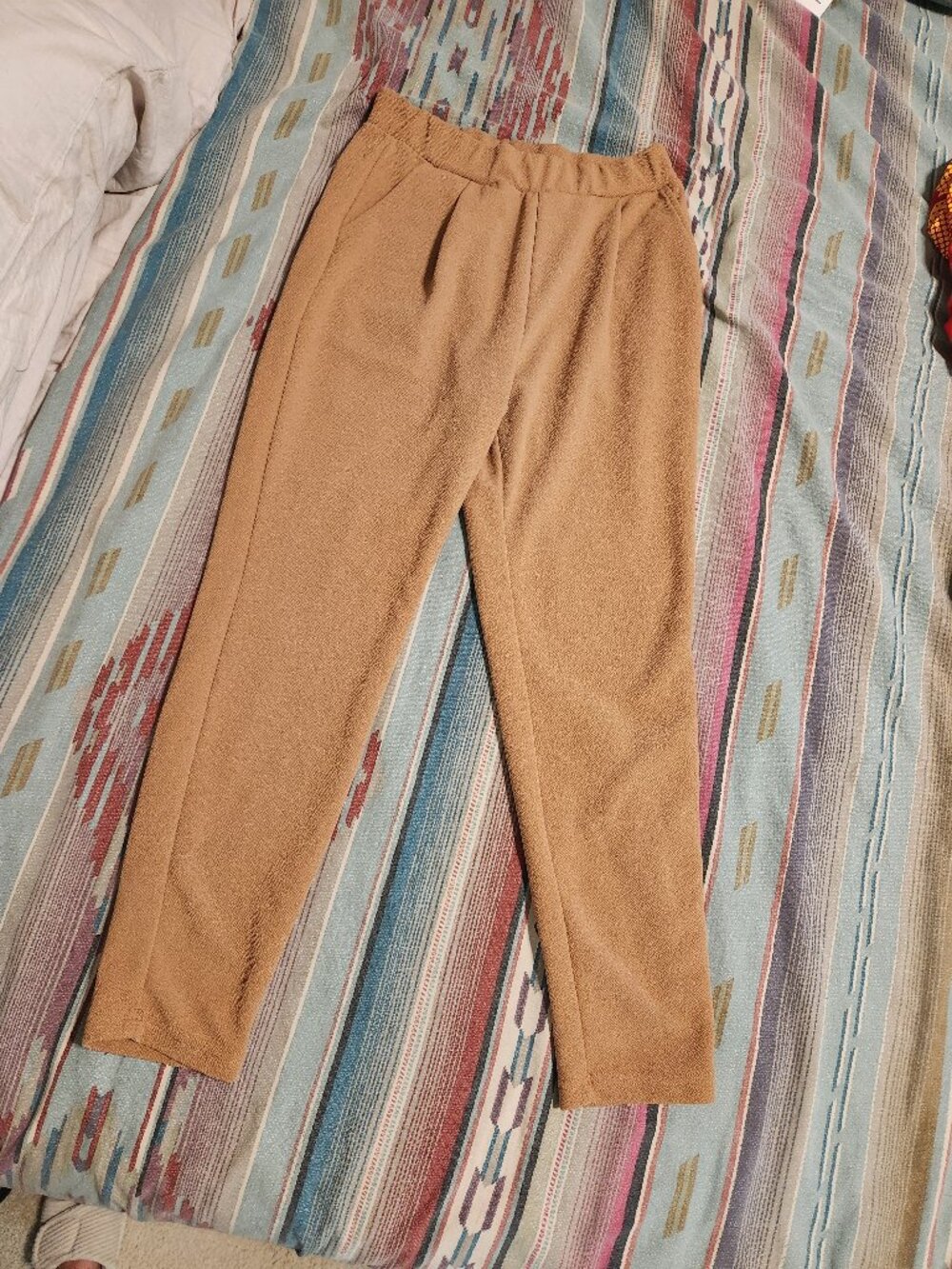 Shein Light Brown/Khaki Womens Textured Slacks with pockets- LARGE